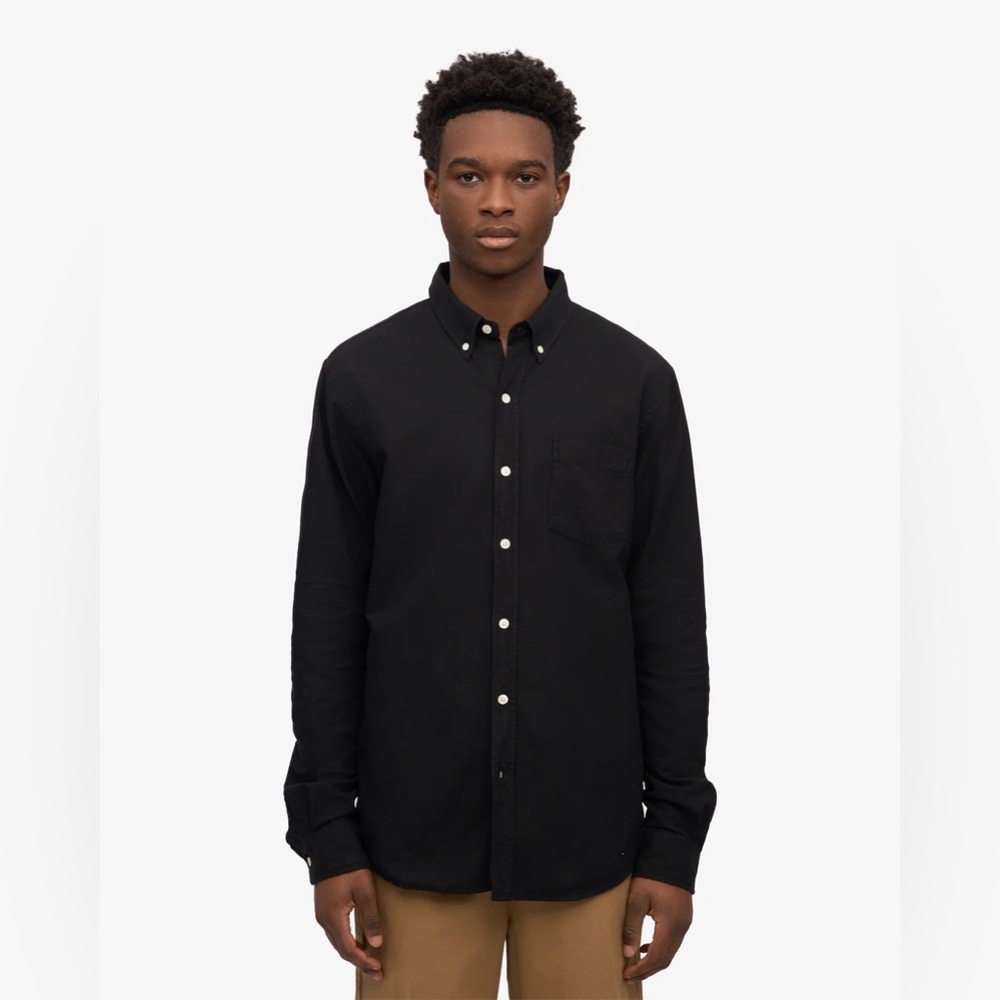 NEW COLORFUL STANDARD Black Shirt Organic Cotton Unisex Button up Size XL